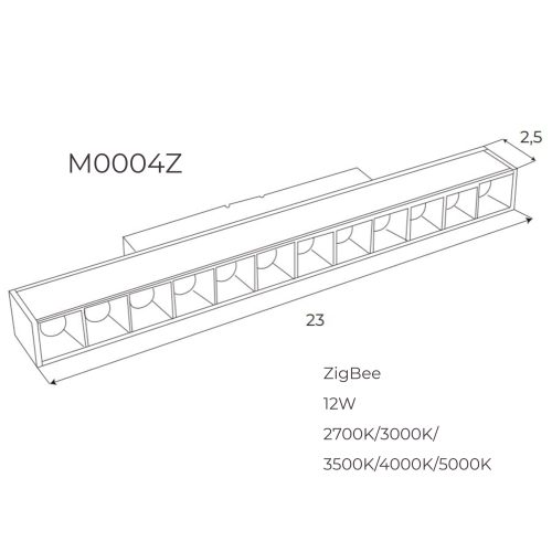 Лінійний світильник Maxlight типу "dot" для магнітного шинопроводу 12W 2700К-5000К 24° ZigBee