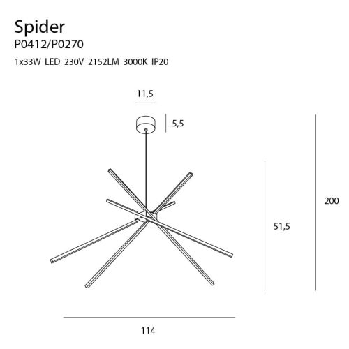 Підвісна лампа Maxlight Spider Чорна - Зображення 3