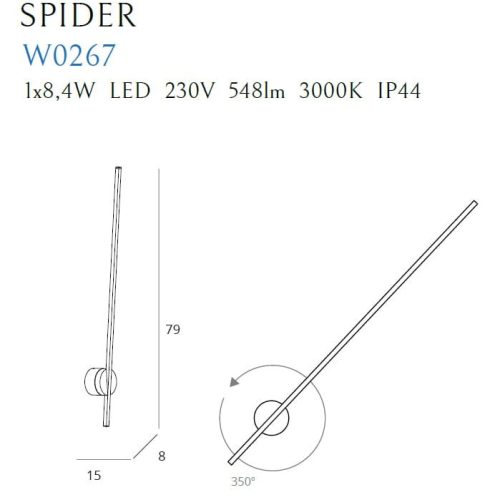 Настінний світильник Maxlight Spider Чорний IP44