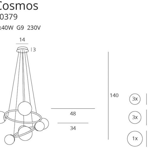 Підвісна Лампа Maxlight Cosmos Золота - Зображення 3