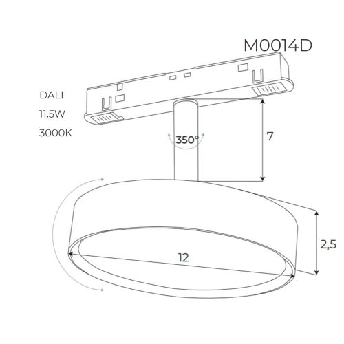 Опаловий прожектор Maxlight для магнітного шинопроводу 11,5 W 3000K DALI