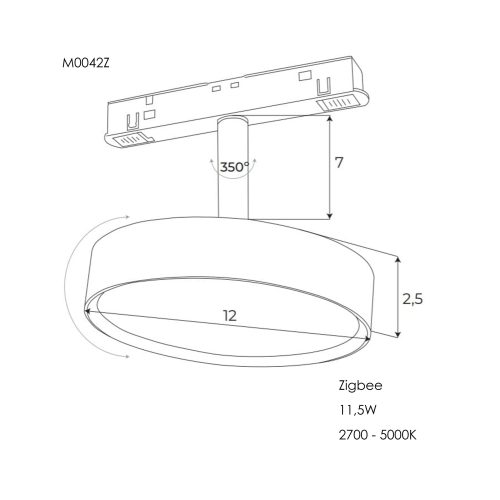 Опаловий прожектор Maxlight для магнітного шинопроводу 11,5W 2700K-5000K ZigBee - Зображення 4