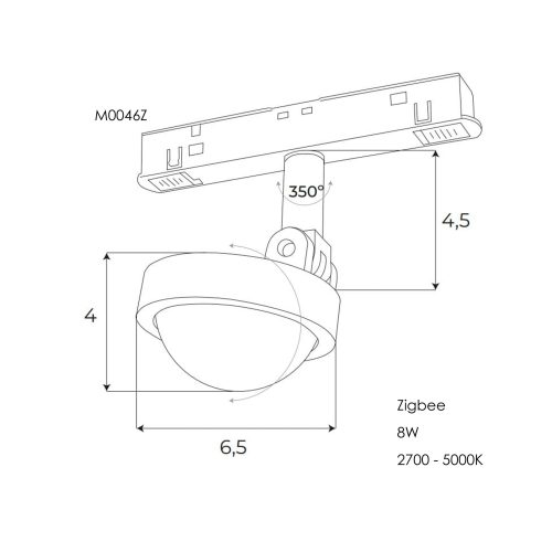 Лінзований прожектор Maxlight для магнітного шинопроводу 8W 2700K-5000K 40° ZigBee