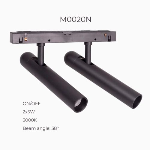 Подвійний прожектор Maxlight для магнітного шинопроводу 2х5W 3000K 38° ON/OFF - Зображення 2
