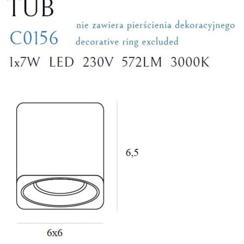 Стельовий точковий світильник Maxlight Tub білий + золоте декоративне кільце RC0155/ - Зображення 6