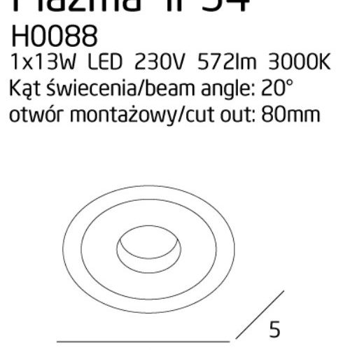 Вбудований точковий світильник Maxlight Plazma IP54 - Зображення 4