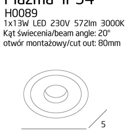 Вбудований точковий світильник Maxlight Plazma IP54 - Зображення 4