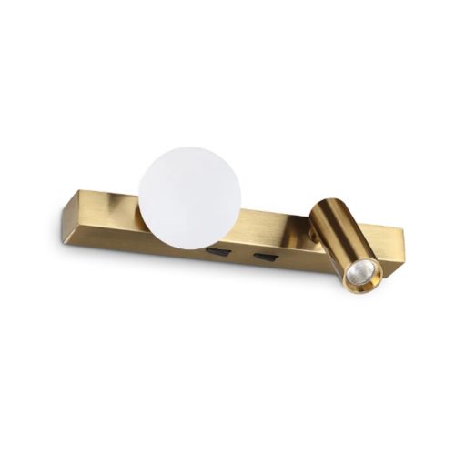 Бра, настінний світильник приліжковий Ideal Lux Ping Pong Ap Led 2x6W 3000K 600Lm IP20 Латунний - Зображення 1