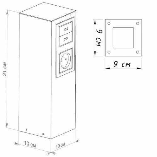 Стовпчик з розетками Imperium Light Porta IP44 Графітовий - Зображення 3
