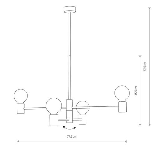Люстра Nowodvorski Radius E27 4x60W IP20 Чорна - Зображення 3