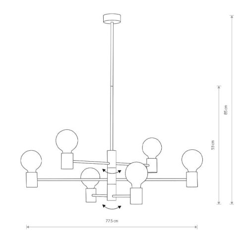 Люстра Nowodvorski Radius E27 6x60W IP20 Чорна - Зображення 3
