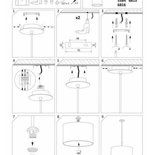 Люстра Nowodvorski Alice E27 1x60W IP20 Чорна - Зображення 3