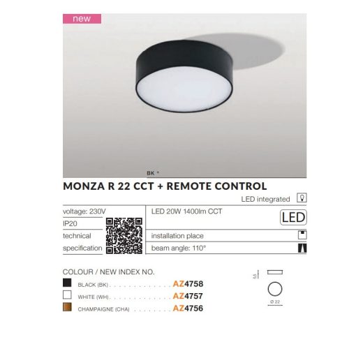 Світильник стельовий AZzardo Monza Led R22 Ctt - Зображення 3