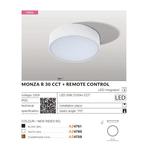 Світильник стельовий AZzardo Monza Led R30 Ctt - Зображення 3