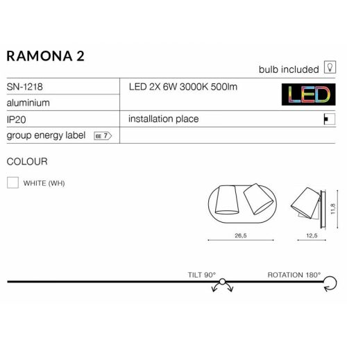 Бра, настінний світильник Azzardo Ramona(5901238425632) - Зображення 3