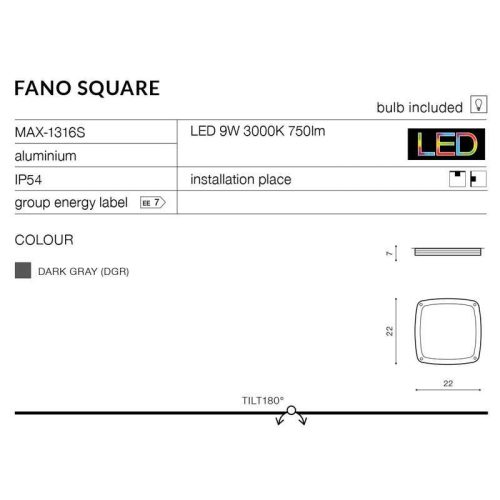 Вуличний світильник Azzardo Fano LED 1x9W 3000K 750Lm IP54 - Зображення 3
