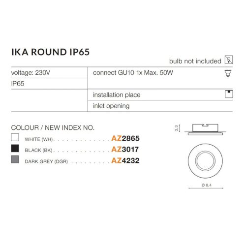 Точковий світильник Azzardo Ika round IP65 - Зображення 3