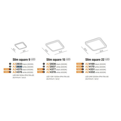 Точковий світильник AZzardo Slim 22 Square 3000k Ip44 Wh - Зображення 3