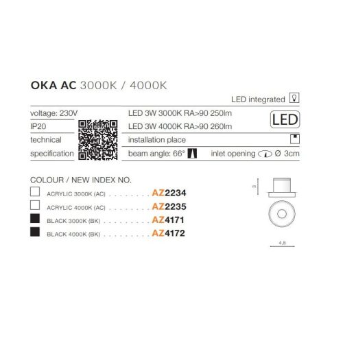 Точковий світильник AZzardo Oka 3000k Bk - Зображення 3
