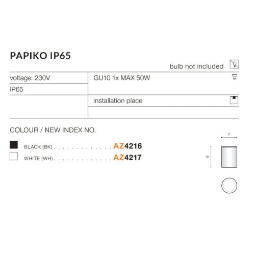 Вуличний світильник AZzardo Papiko Ip65 Wh - Зображення 3