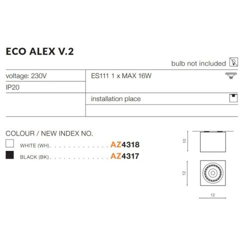 Точковий світильник AZzardo Eco Alex V.2 Wh - Зображення 3