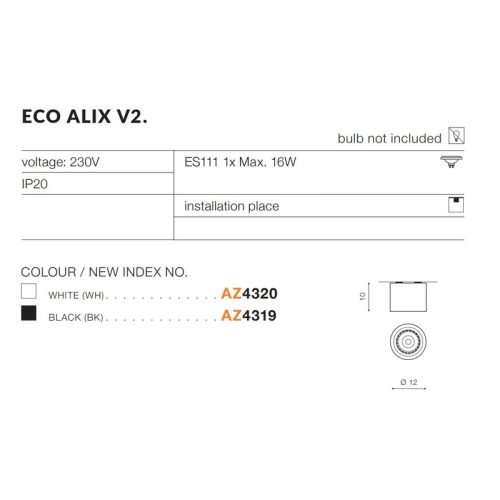 Точковий світильник AZzardo Eco Alix V2. Bk - Зображення 3